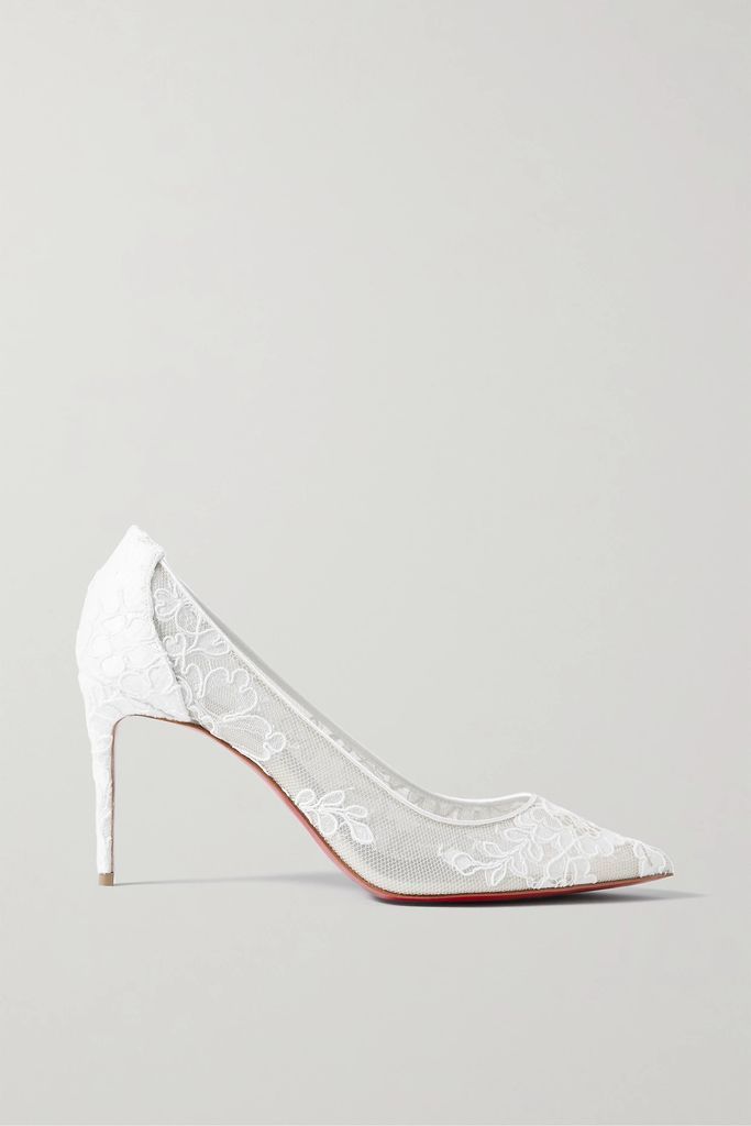 Lace 554 85 Tulle And Satin Pumps - White
