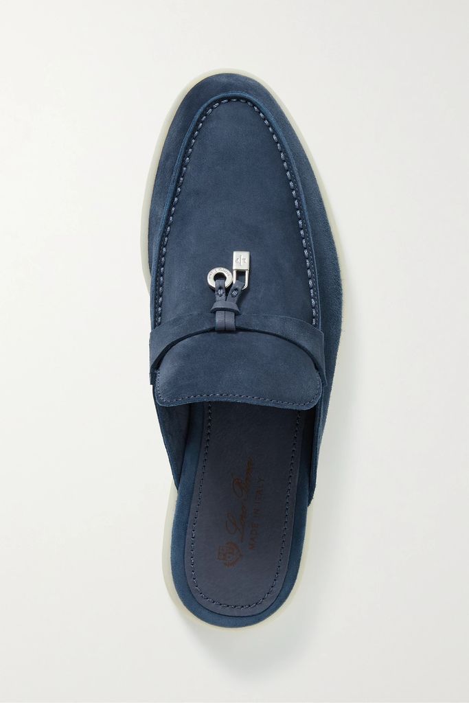 Babouche Charms Walk Suede Slippers - Navy
