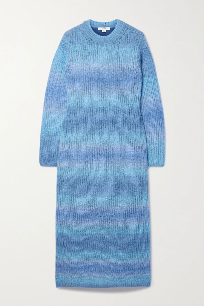 Space-dyed Open-knit Midi Dress - Blue
