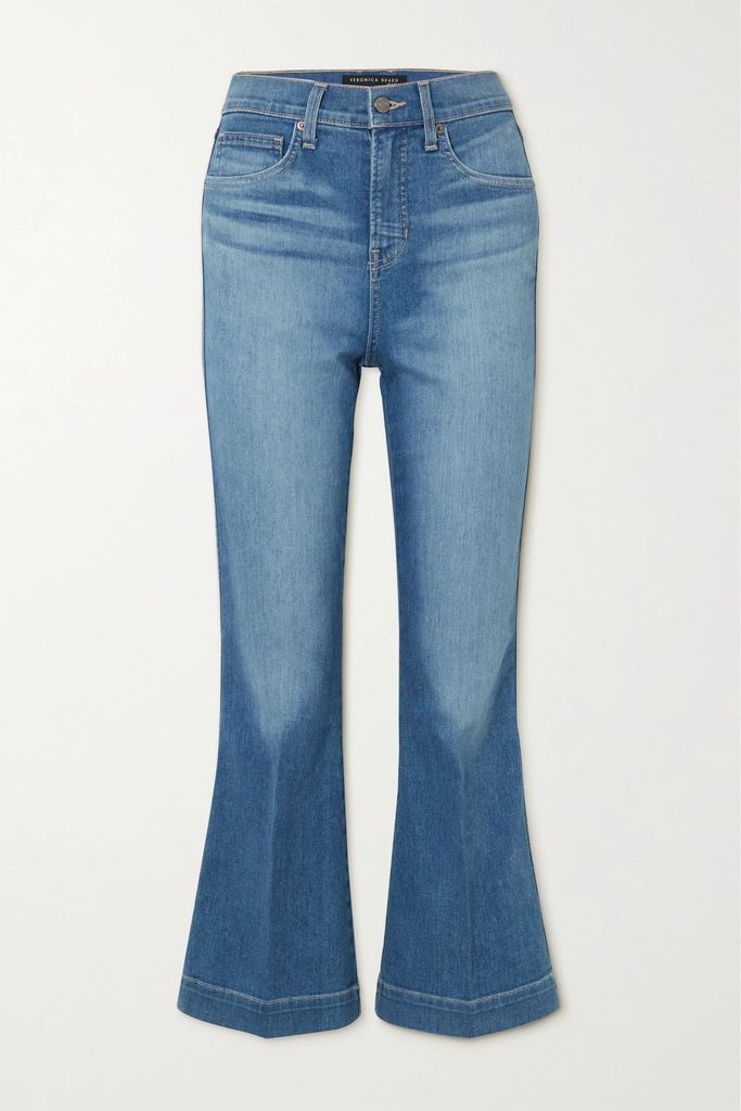 Carson Cropped High-rise Flared Jeans - Mid denim