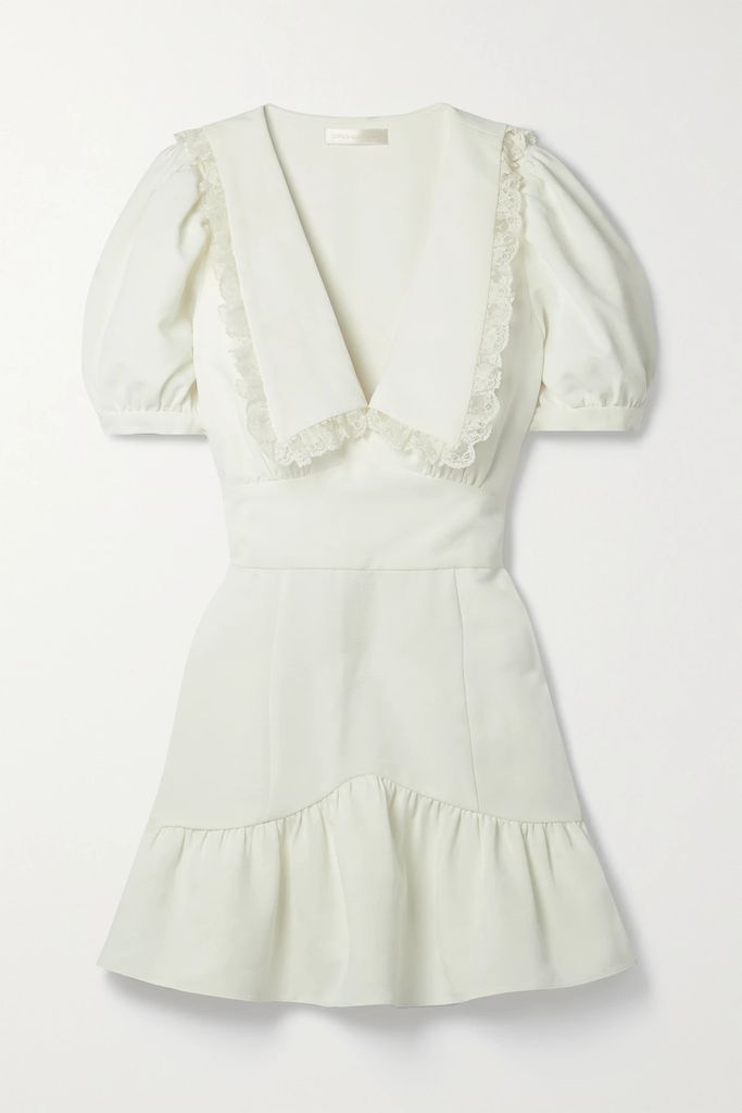 Jonnie Lace-trimmed Crepe-jacquard Mini Dress - White