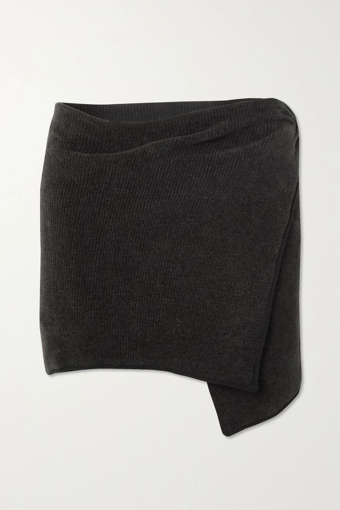 Bagnu Wrap-effect Cotton-blend Chenille Mini Skirt - Dark brown