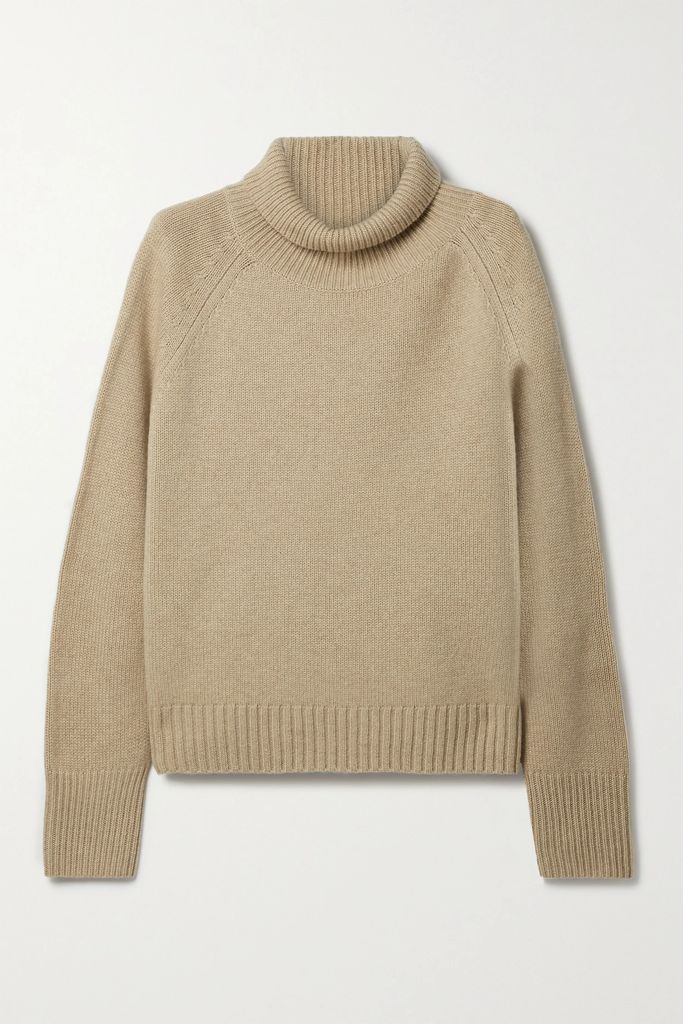 Lanie Cashmere Turtleneck Sweater - Beige