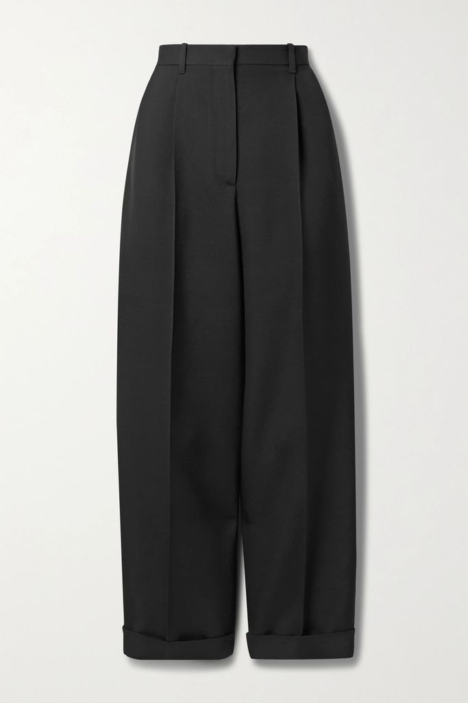 Cassandro Pleated Stretch-wool Tapered Pants - Black