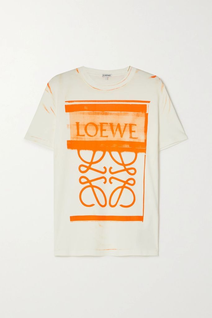 Printed Cotton-jersey T-shirt - Orange
