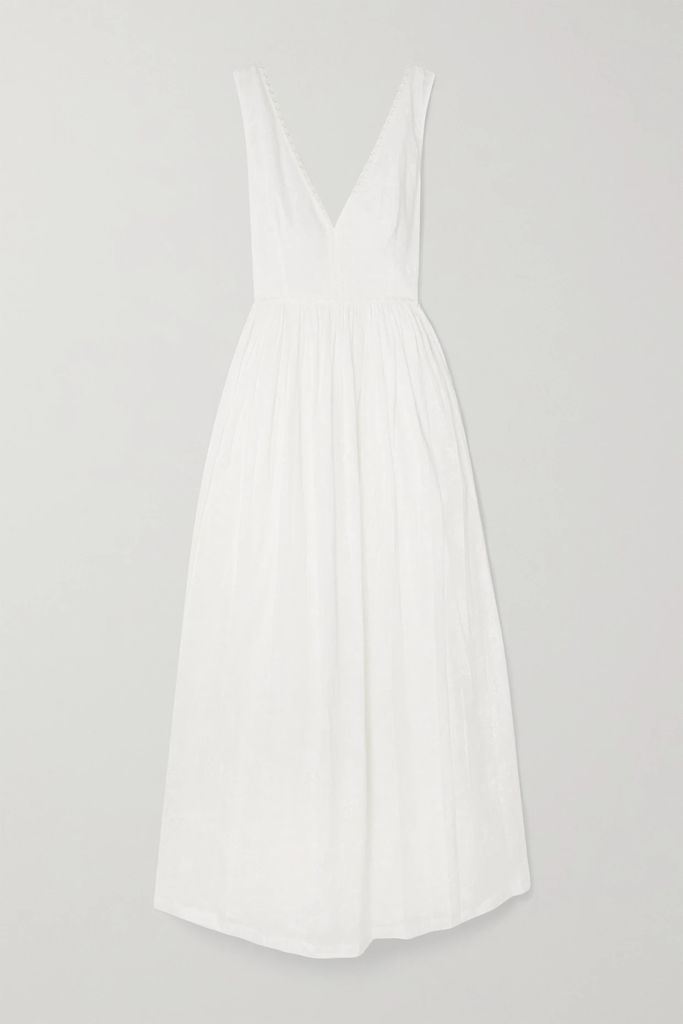 Sophia Pleated Printed Cotton-voile Maxi Dress - White