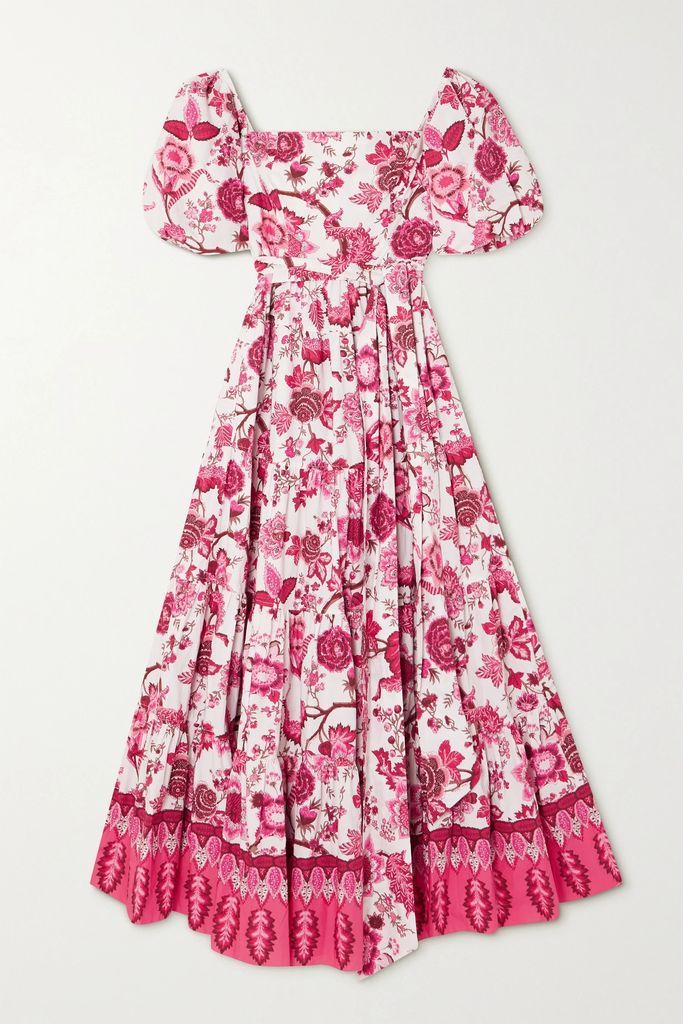 Wethersfield Tiered Floral-print Cotton-poplin Maxi Dress - Pink