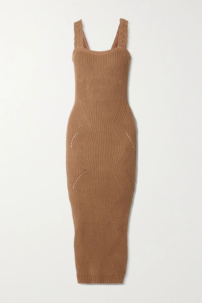 Emilia Ribbed-knit Midi Dress - Sand