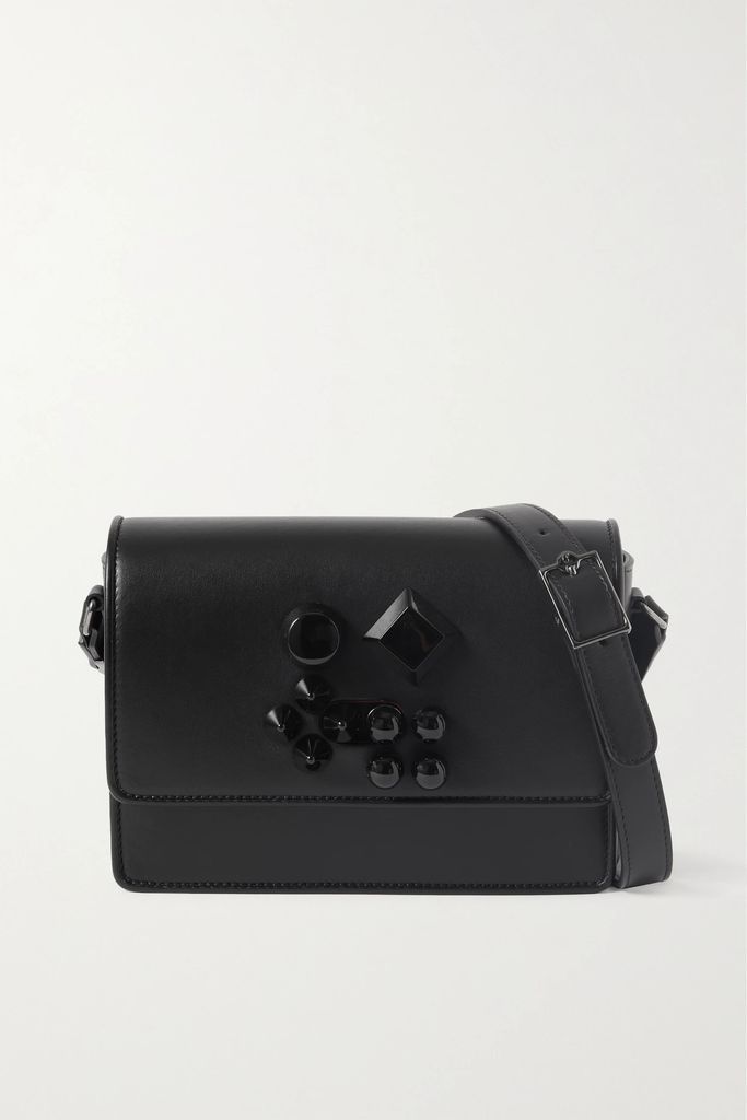 Carasky Embellished Leather Shoulder Bag - Black