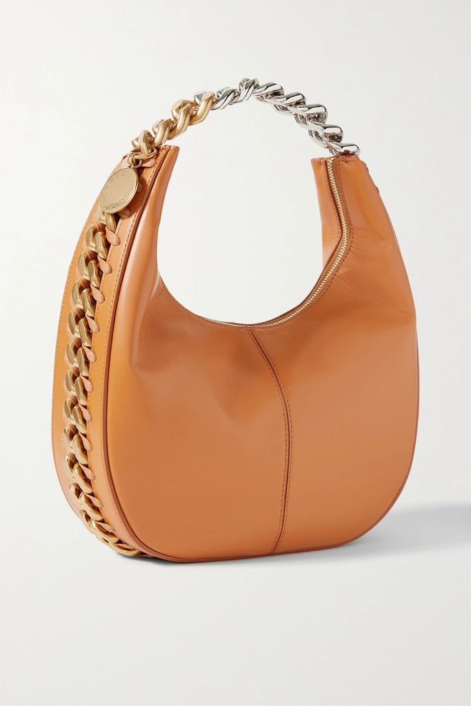 Frayme Zipit Small Chain-embellished Vegetarian Leather Shoulder Bag - Camel