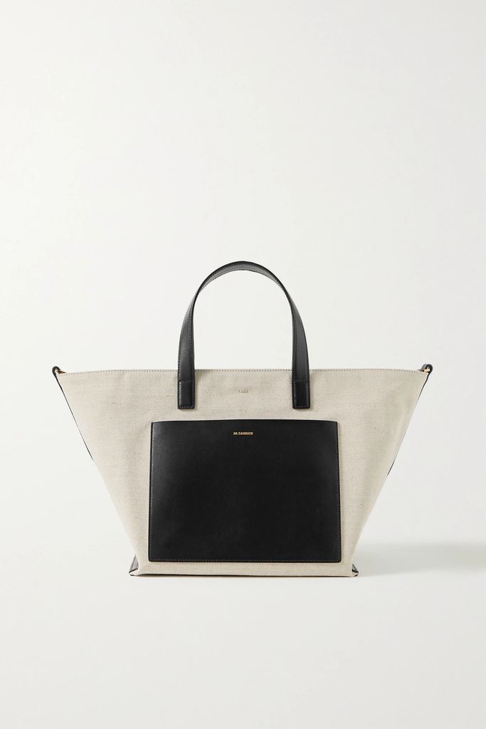 Wander Small Leather-trimmed Canvas Tote - Neutral