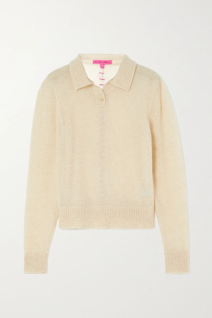 Nimbus Whipstitched Open-knit Cashmere Polo Sweater - Beige
