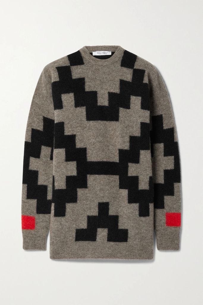 Ragni Intarsia-knit Sweater - Brown