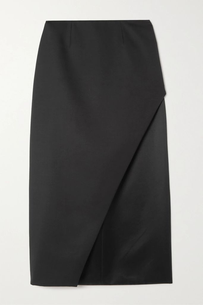 Asymmetric Wool And Mohair-blend Midi Skirt - Black