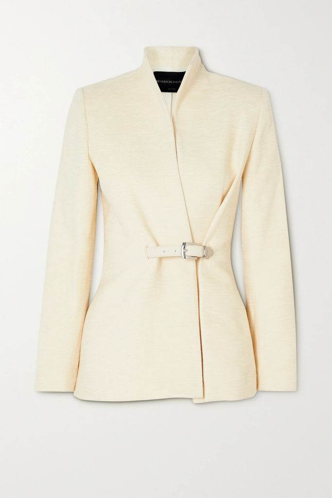 Pamela Belted Tweed Jacket - Off-white
