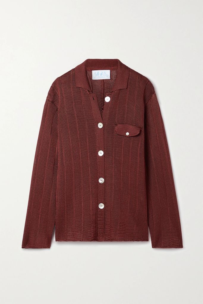 Ribbed-knit Shirt - Burgundy