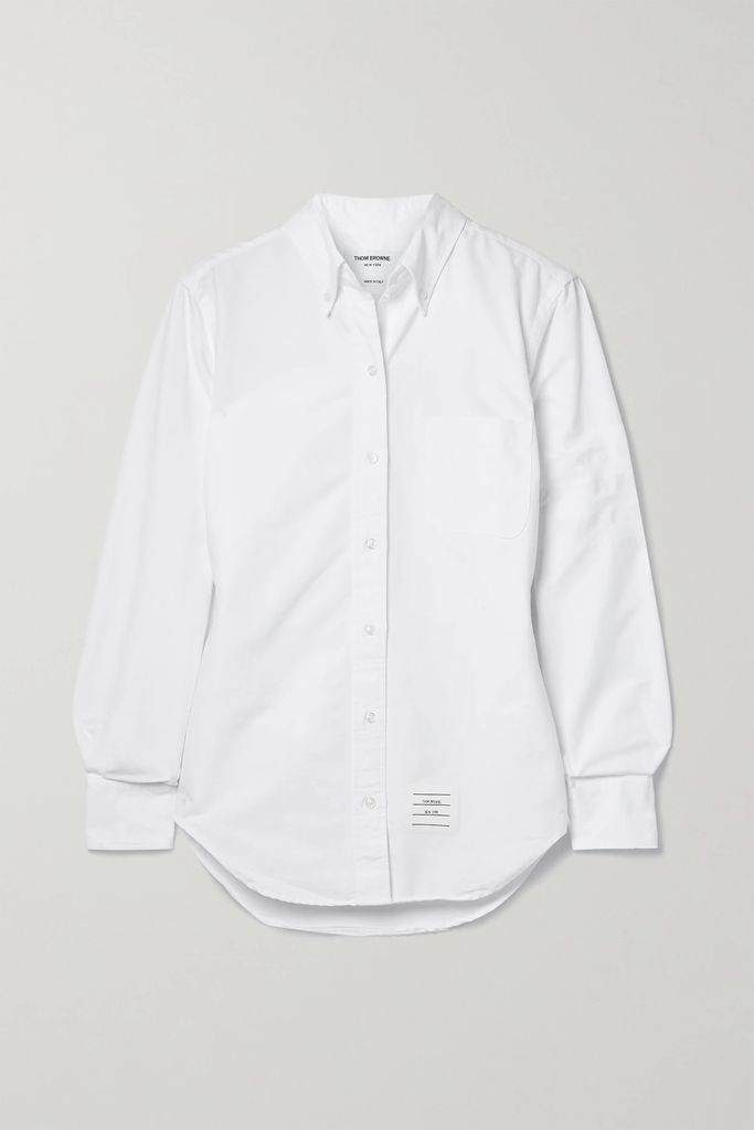 Appliquéd Cotton-poplin Shirt - White