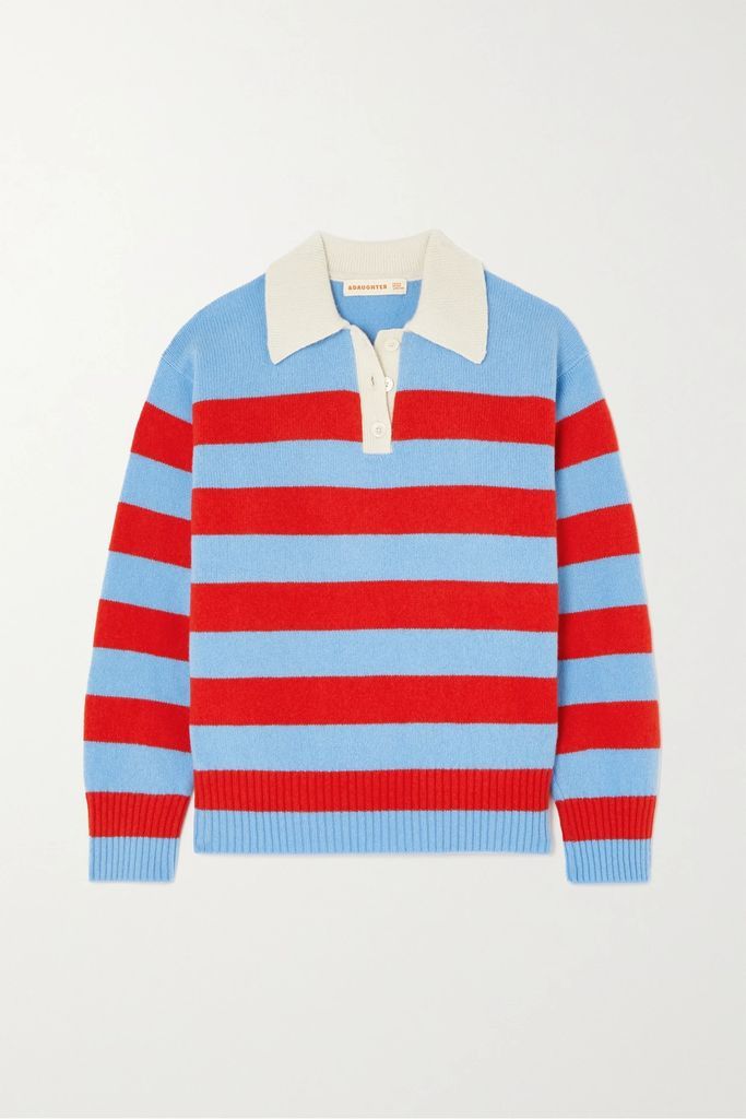 &Daughter - Edith Striped Wool Polo Sweater - Blue