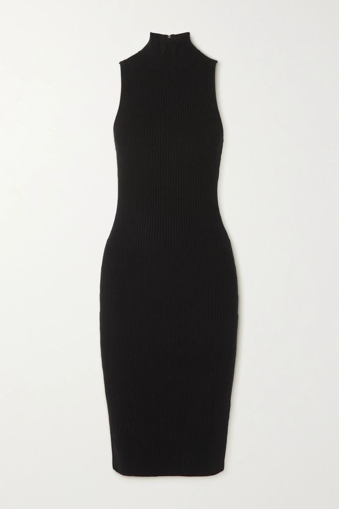 Brooklynne Ribbed Stretch-knit Turtleneck Dress - Black