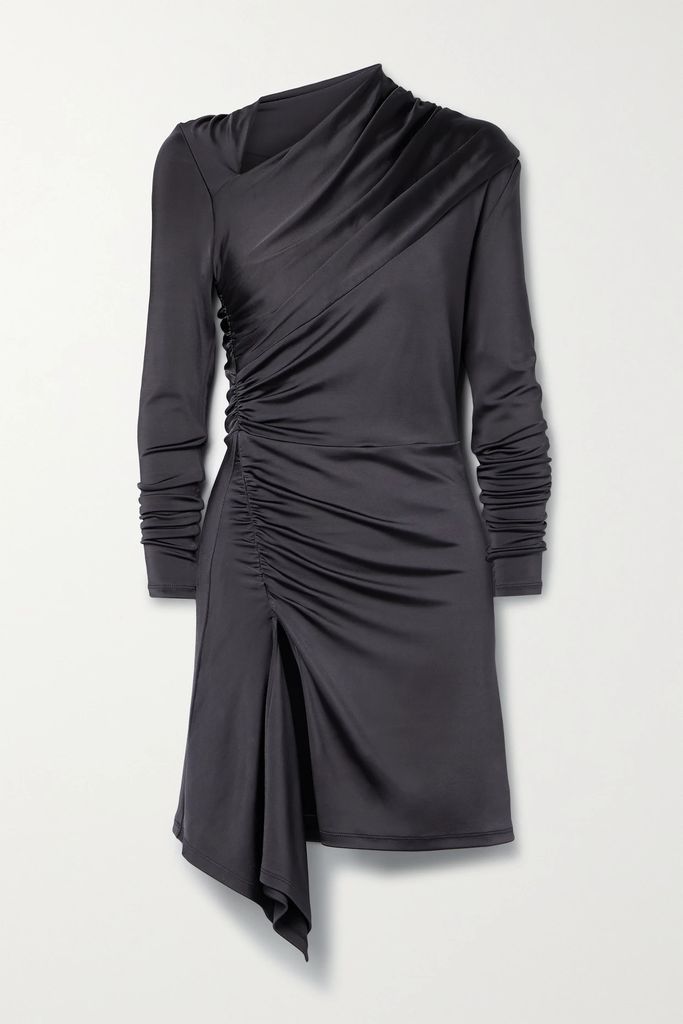 Mackenzie Draped Satin-jersey Mini Dress - Dark gray