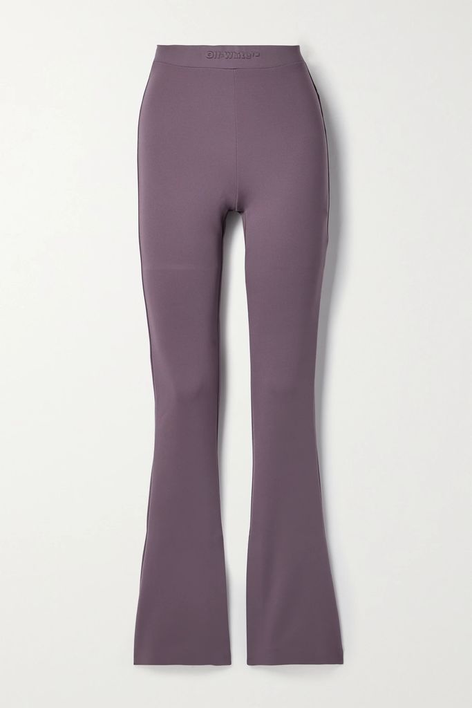 Embossed Stretch-jersey Flared Leggings - Grape