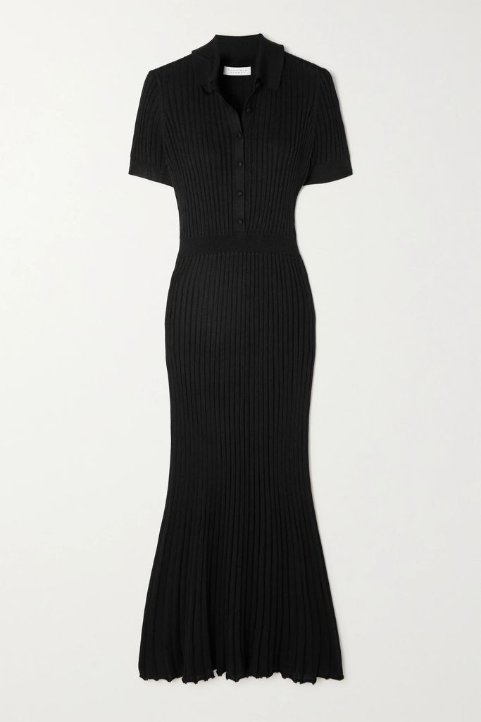 Amor Ribbed Silk And Cashmere-blend Midi Dress - Black