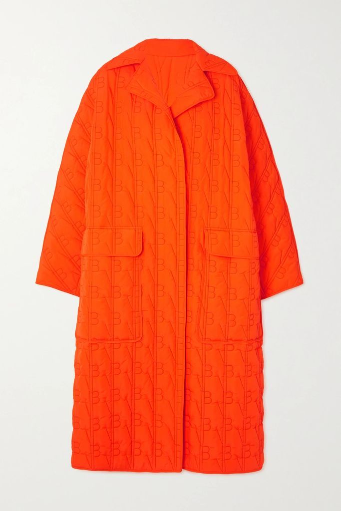 Oversized Quilted Shell Coat - Orange