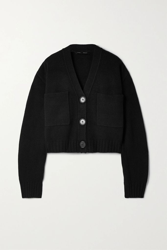 Cropped Cashmere-blend Cardigan - Black