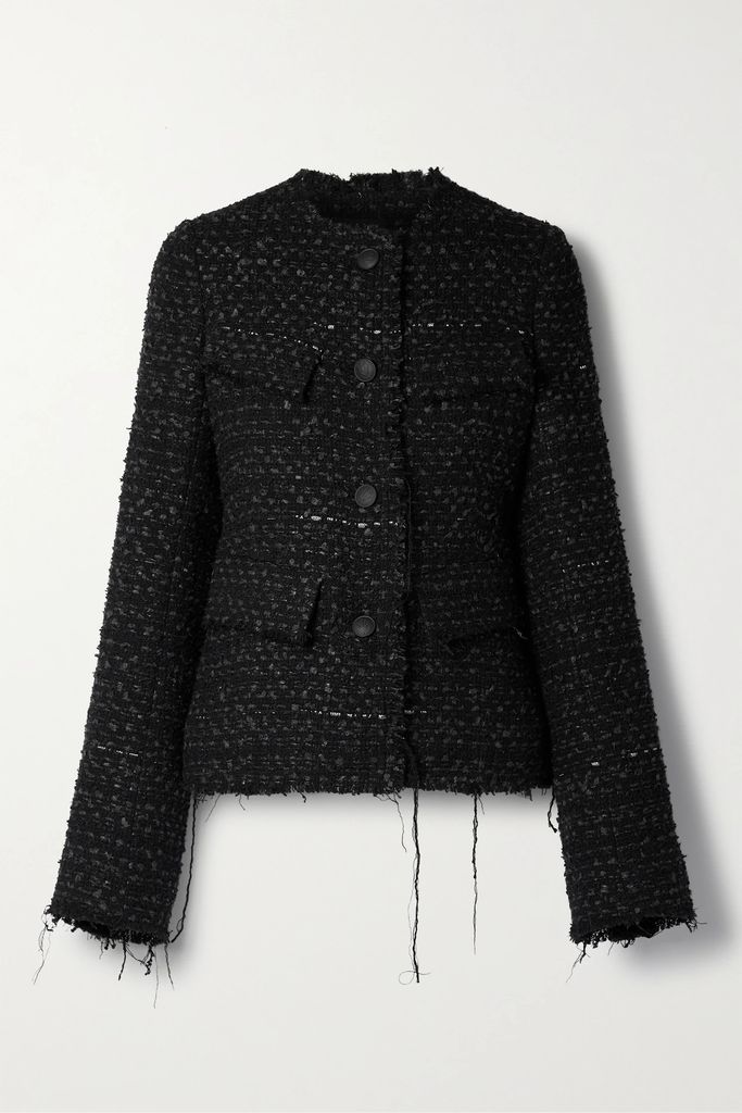 Ezra Distressed Tweed Jacket - Black