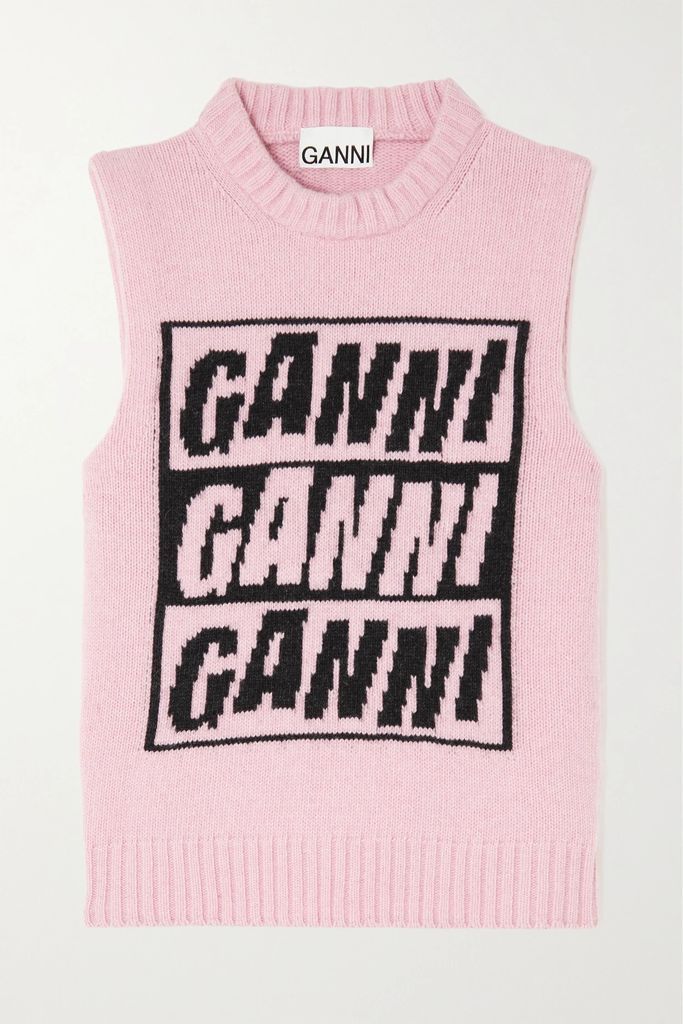 Intarsia Recycled Wool-blend Tank - Pink