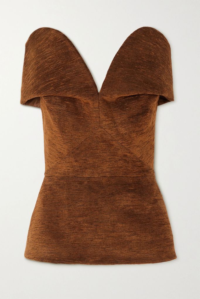 Layla Off-the-shoulder Chenille Top - Camel