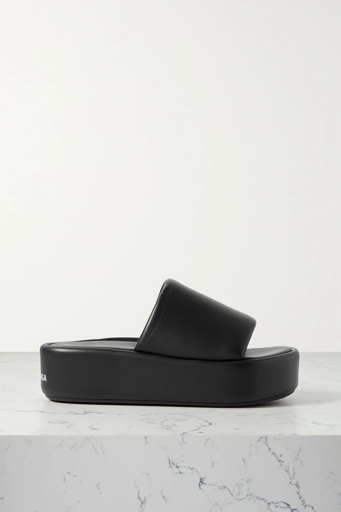 Rise Leather Platform Sandals - Black