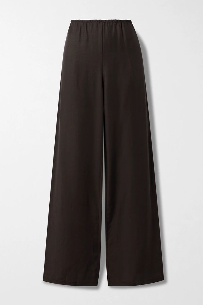 Kim Tencel-blend Wide-leg Pants - Dark brown