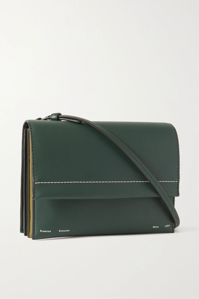 Accordion Leather Shoulder Bag - Dark green