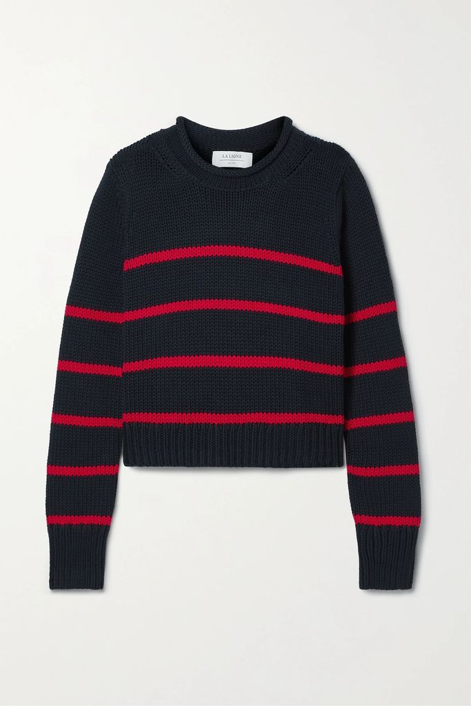 Mini Marina Striped Cotton Sweater - Navy