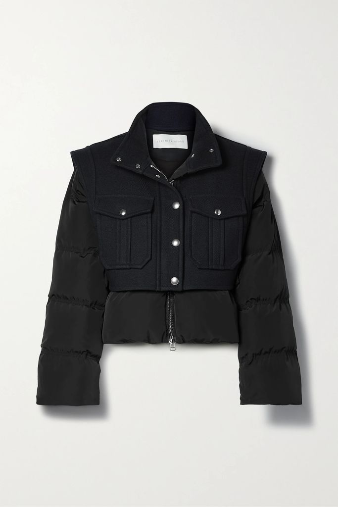 Ivel Layered Recycled Wool-blend And Quilted Shell Jacket - Black
