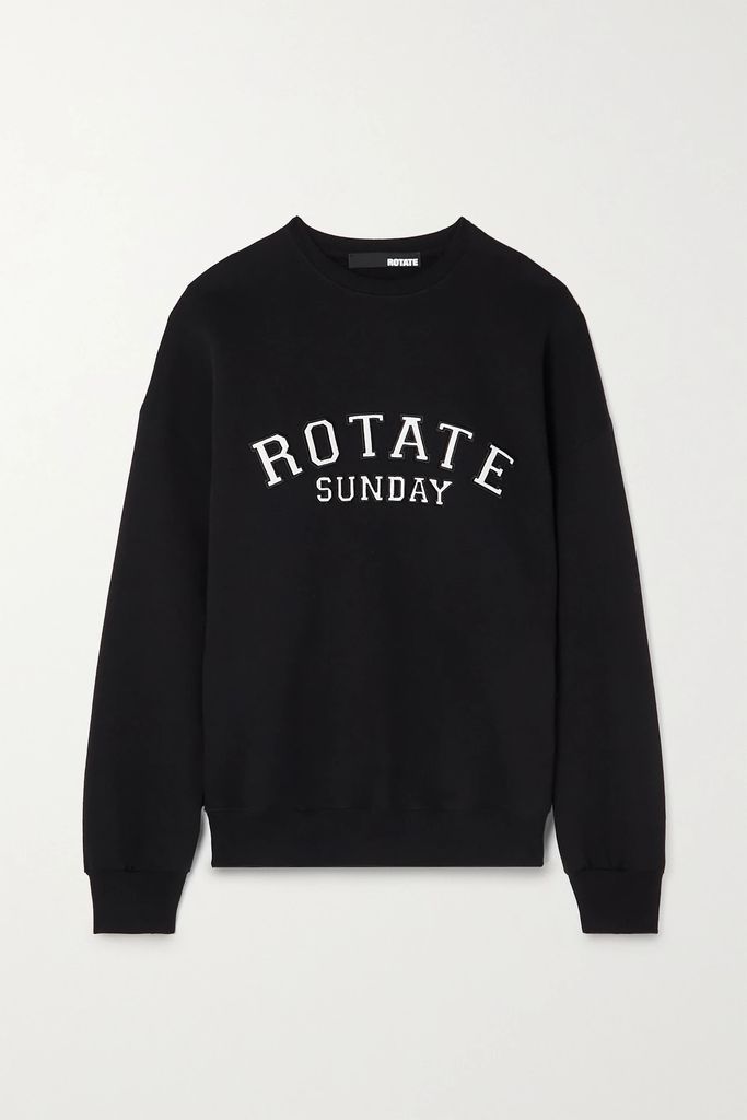 Sunday Oversized Appliquéd Organic Cotton-jersey Sweatshirt - Black