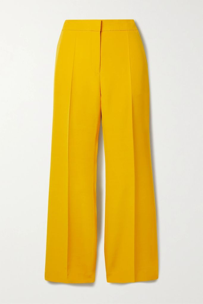Gates Wool And Silk-blend Straight-leg Pants - Saffron