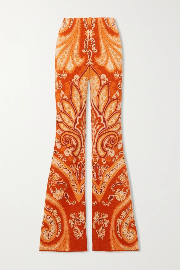 Tamara Jacquard-knit Wool-blend Flared Pants - Orange