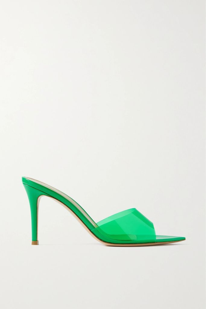 Elle 85 Patent-leather And Pvc Mules - Green