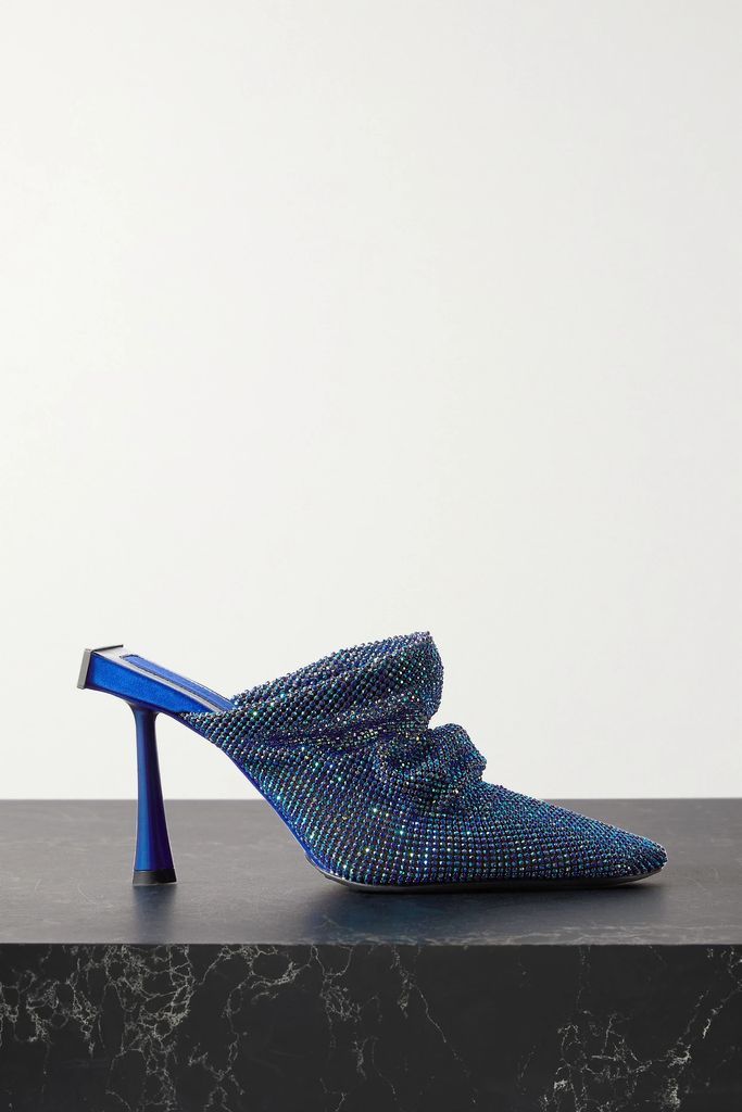 Goliarda Crystal-embellished Chainmail Mules - Blue