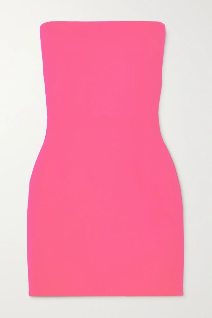 Lux Strapless Neon Crepe Mini Dress - Pink