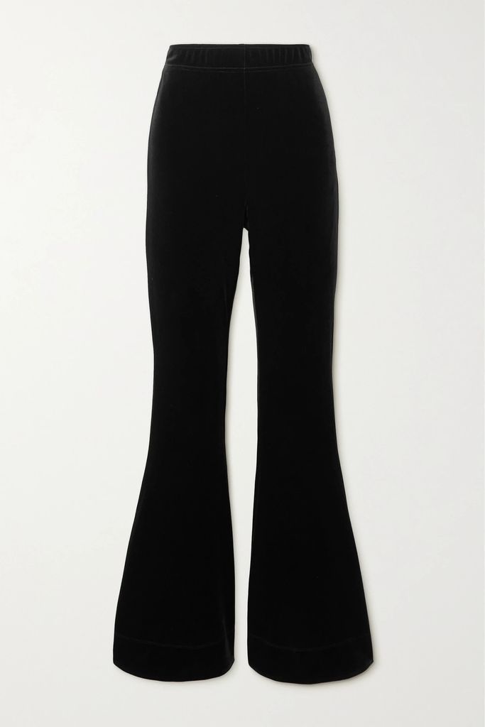 + Net Sustain Stretch Recycled-velvet Flared Pants - Black