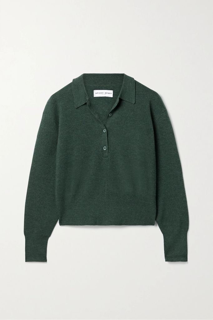 Kari Wool Polo Sweater - Green