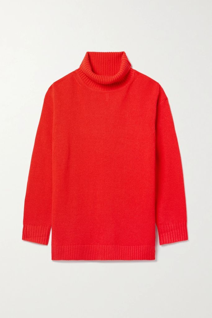 Aster Oversized Recycled-cashmere And Wool-blend Turtleneck Sweater - Red