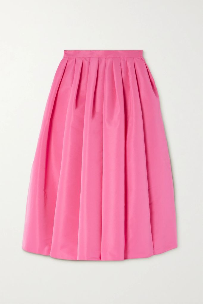 Pleated Faille Midi Skirt - Pink