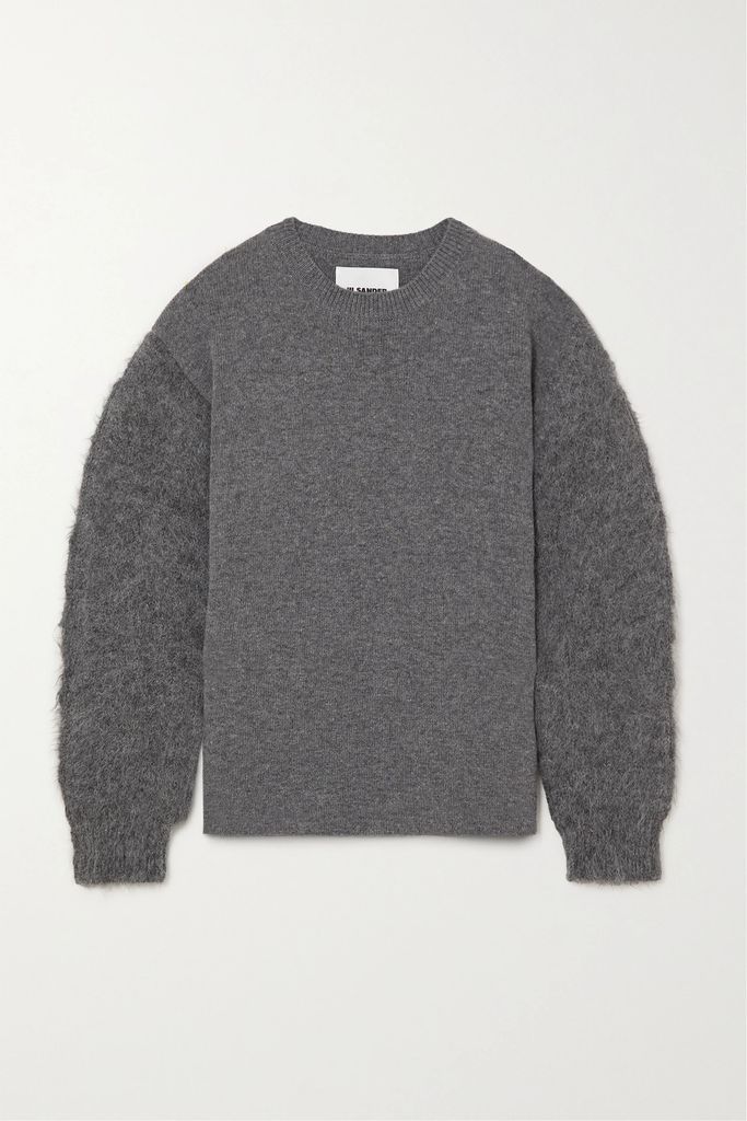 Paneled Wool And Cashmere-blend Sweater - Gray