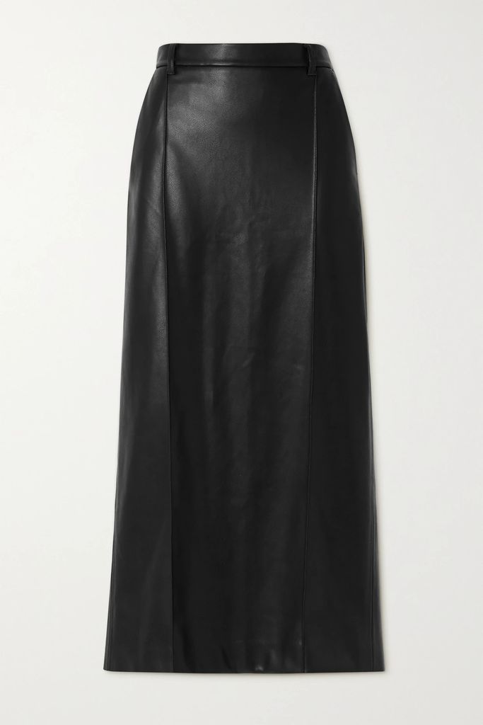 + Net Sustain Classico Faux Leather Midi Skirt - Black