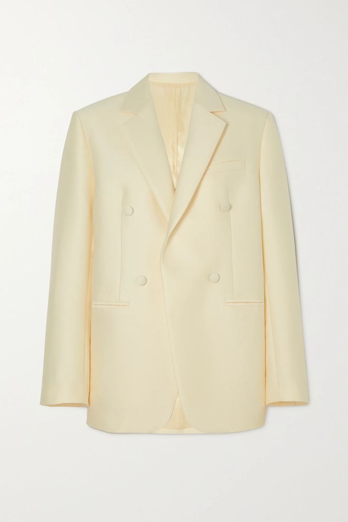Double-breasted Sateen Blazer - Ivory