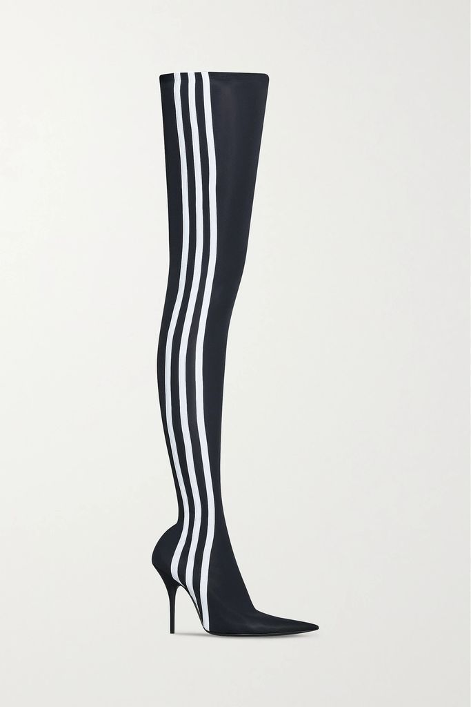 + Adidas Knife Striped Spandex Over-the-knee Boots - Black